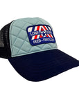 Quilted Light Blue/Navy Trucker