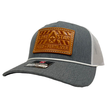 Heather Grey/White Rope Hat w/ Leather Patch