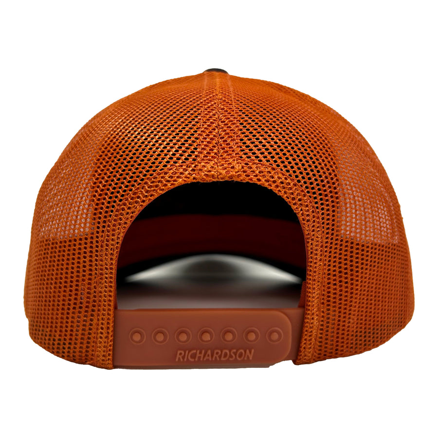 Navy/Dark Orange Rope Hat w/ Leather Patch