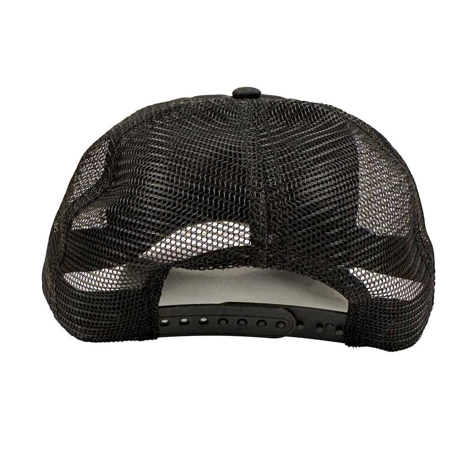 Solid Black Quilted Trucker